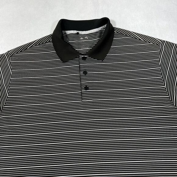 Adidas Men's XL Lightweight Short Sleeve Polo Black & White Striped Shirt - Picture 2 of 12